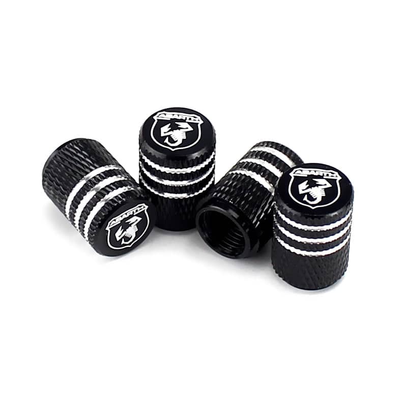 Abarth Black Laser Engraved Tire Valve Caps